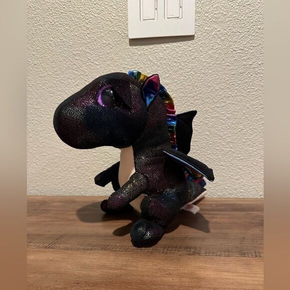 NWOT TY Beanie Boo Anora the Black Rainbow Dragon - Picture 1 of 11
